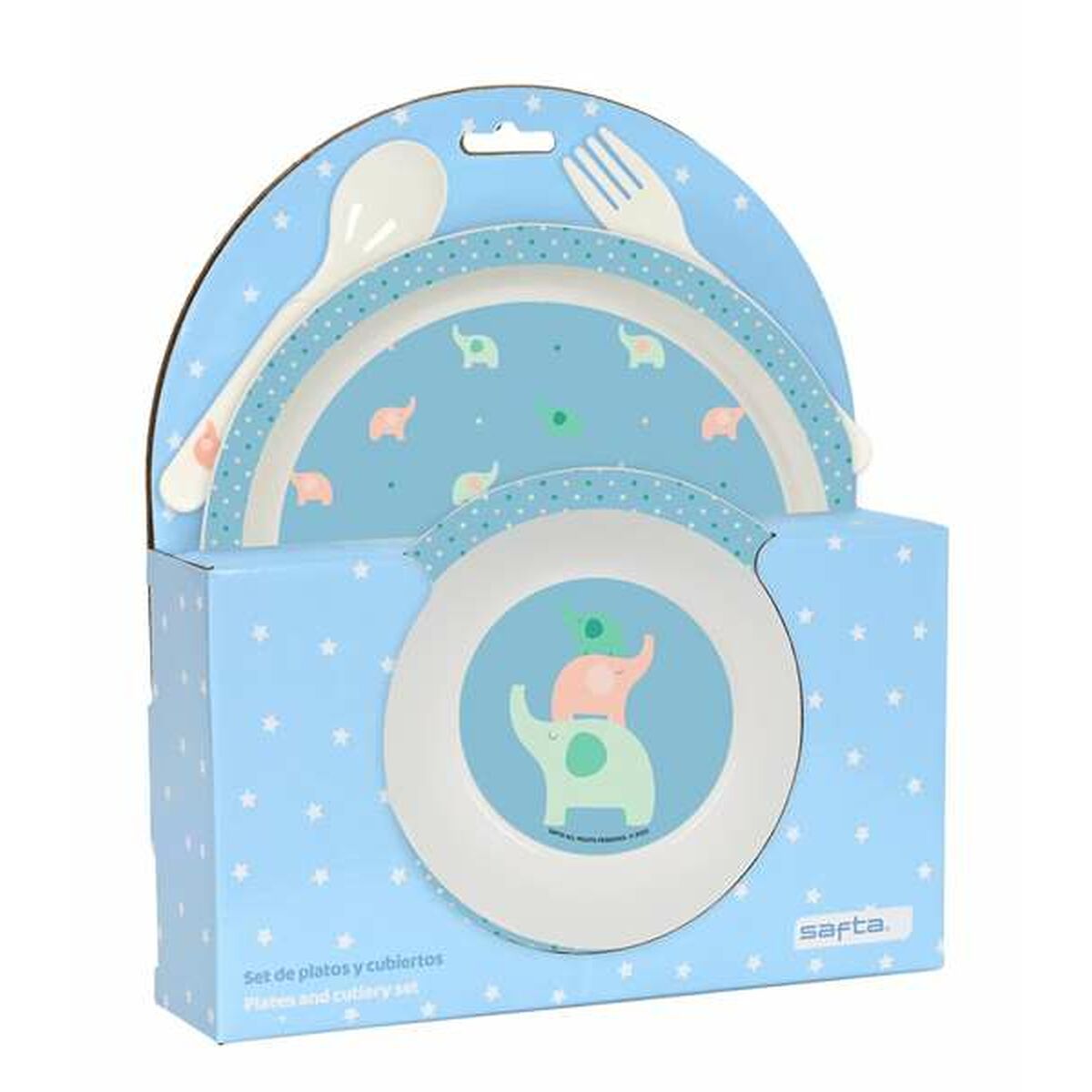 Kinderen servies set Safta Elefantes Polyurethaan Groen 4 Onderdelen-Topper Trend