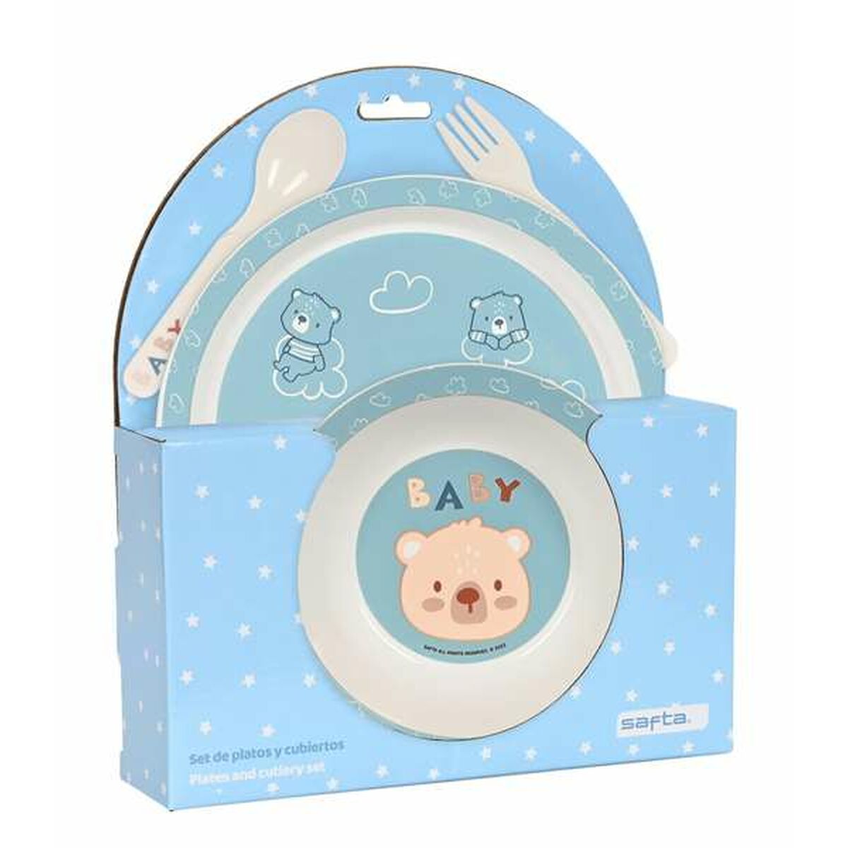 Kinderen servies set Safta Baby bear Polyurethaan Blauw 4 Onderdelen-Topper Trend