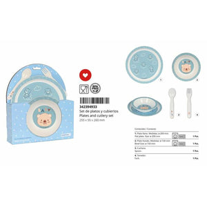 Kinderen servies set Safta Baby bear Polyurethaan Blauw 4 Onderdelen-Topper Trend