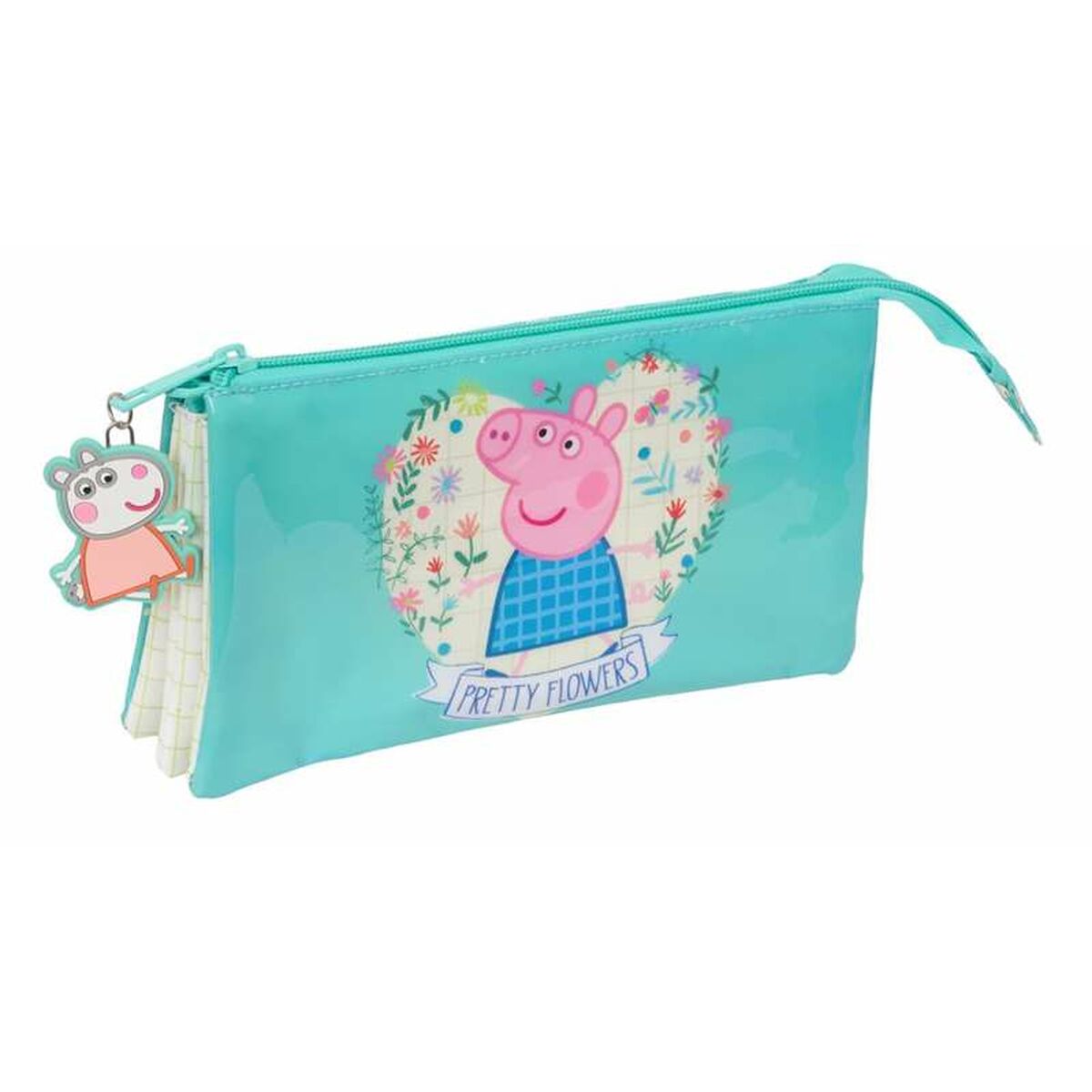 Pennenetui met 3 vakken Peppa Pig Pretty Flowers 22 x 12 x 3 cm-Topper Trend
