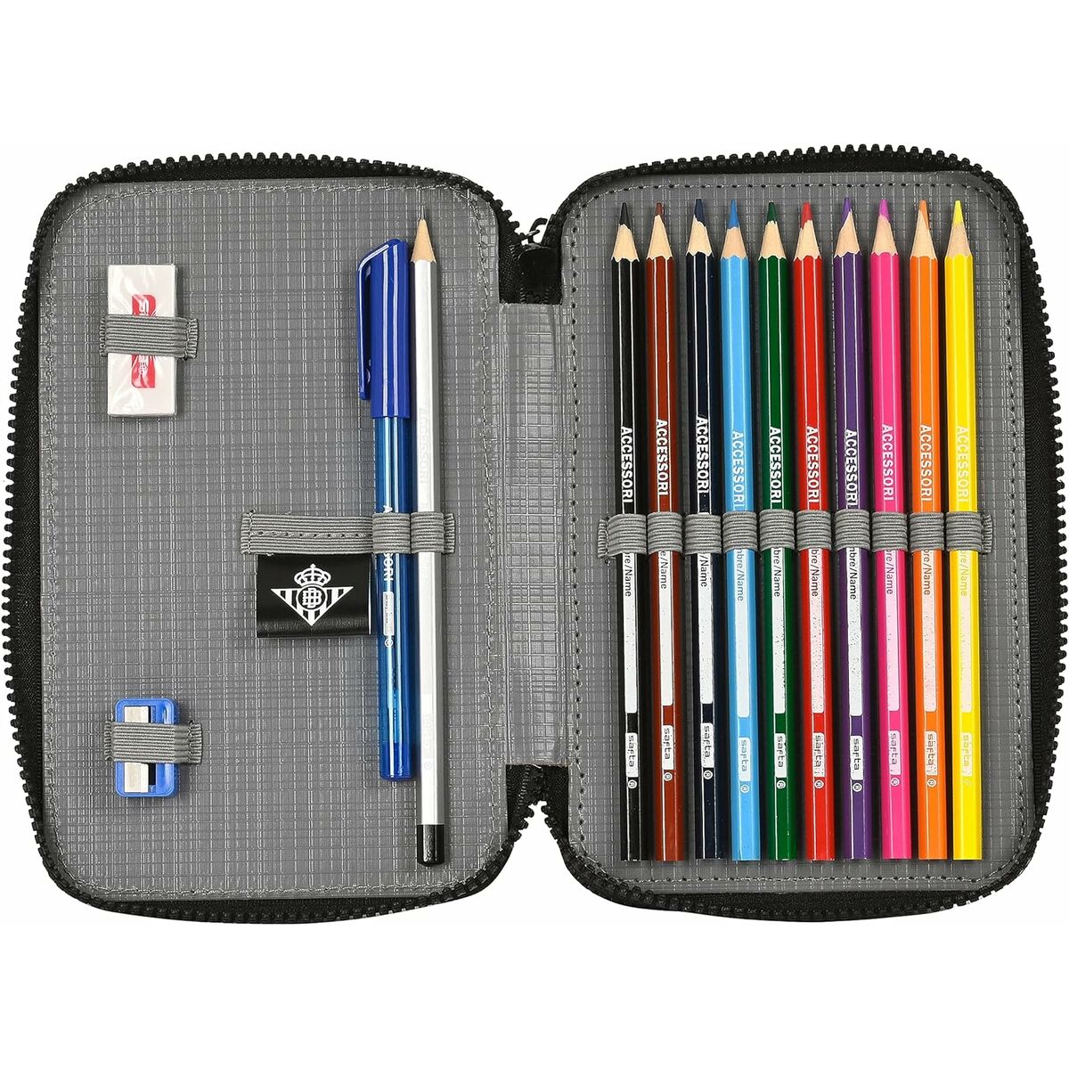 Dubbele etui Real Betis Balompié Zwart 12,5 x 19,5 x 4 cm-Topper Trend