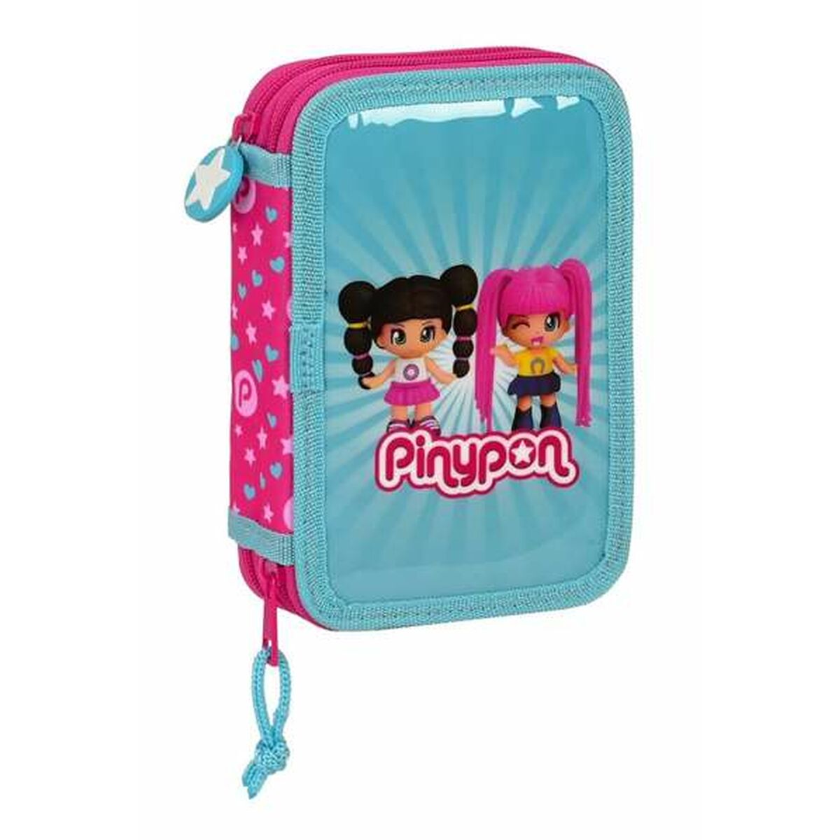 Dubbele etui Pinypon Blauw Roze 12,5 x 19,5 x 4 cm-Topper Trend