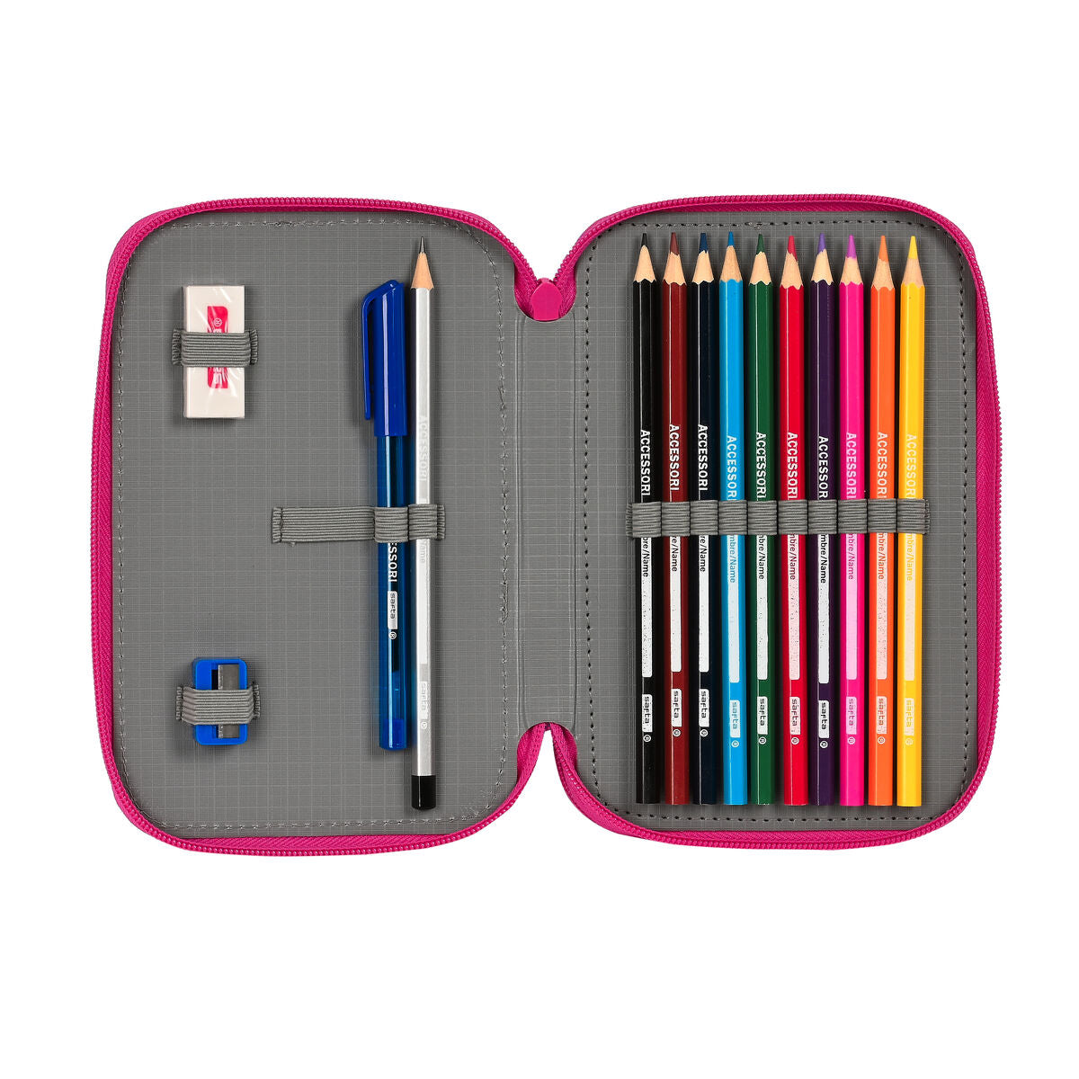 Dubbele etui Pinypon Blauw Roze 12,5 x 19,5 x 4 cm-Topper Trend