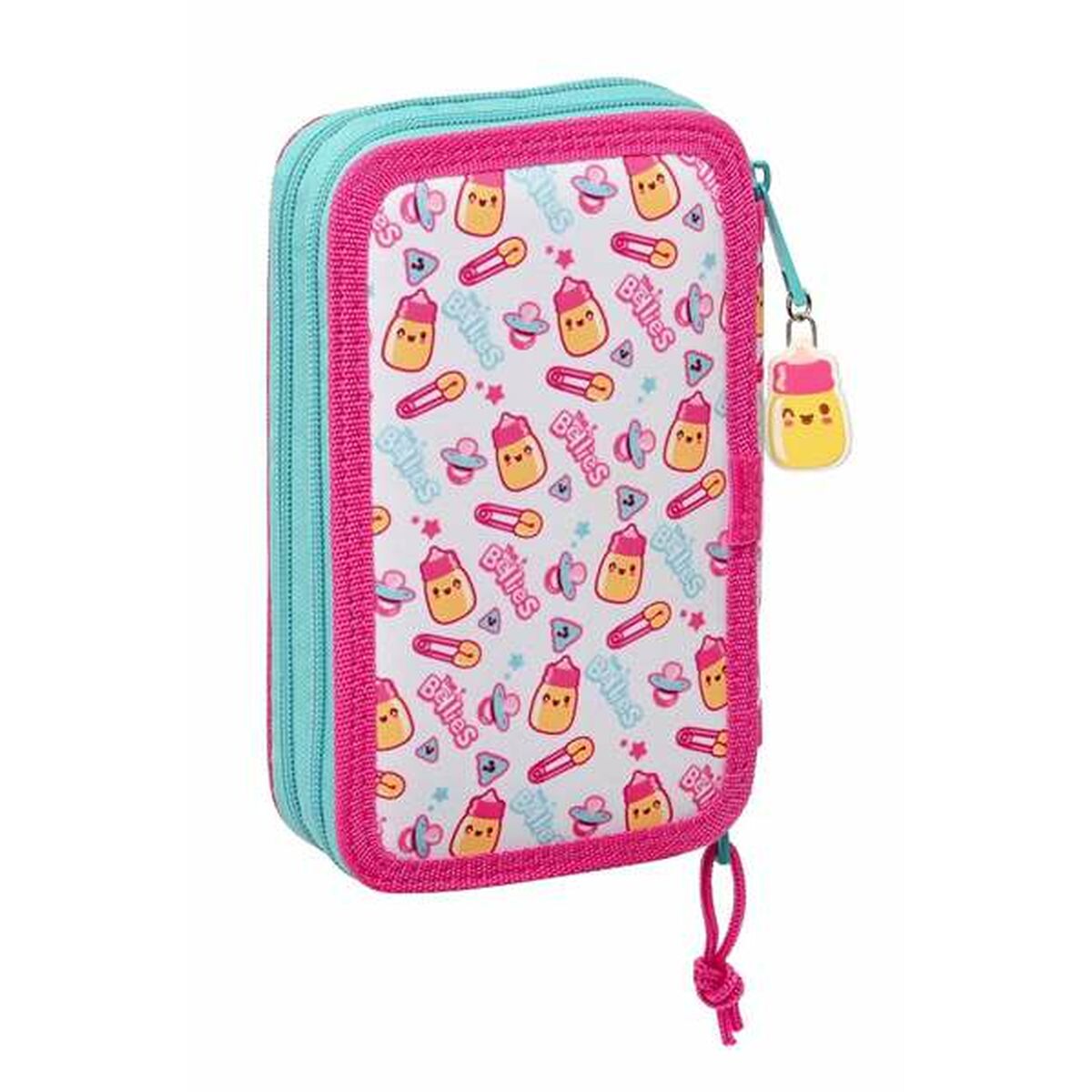 Dubbele etui The Bellies Wit Paars Turkoois 12,5 x 19,5 x 4 cm-Topper Trend