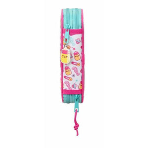 Dubbele etui The Bellies Wit Paars Turkoois 12,5 x 19,5 x 4 cm-Topper Trend