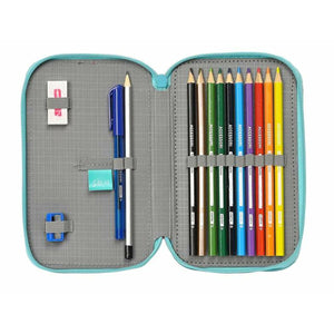 Dubbele etui The Bellies Wit Paars Turkoois 12,5 x 19,5 x 4 cm-Topper Trend