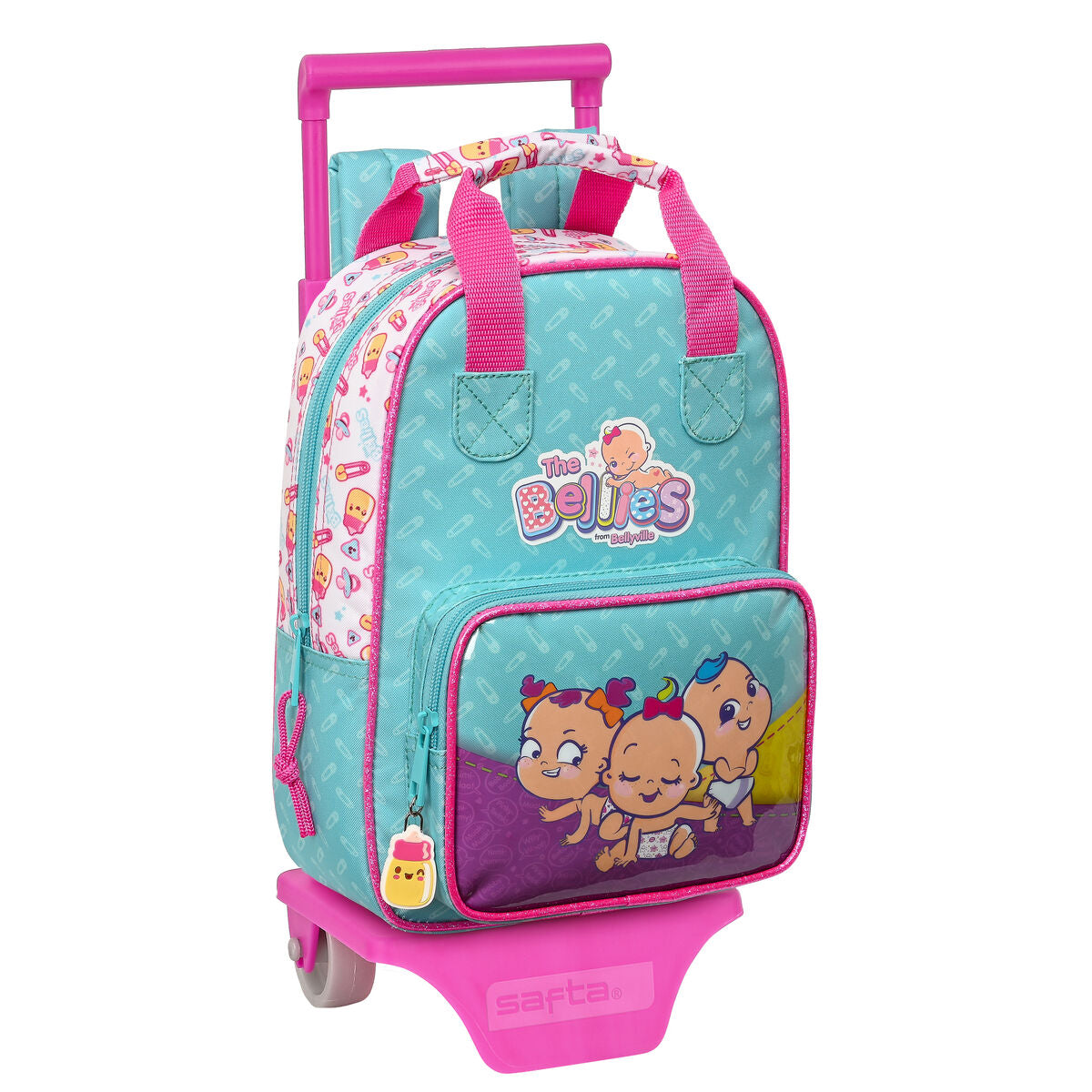 Schoolrugzak met Wielen The Bellies Wit Turkoois Paars 20 x 28 x 8 cm-Topper Trend