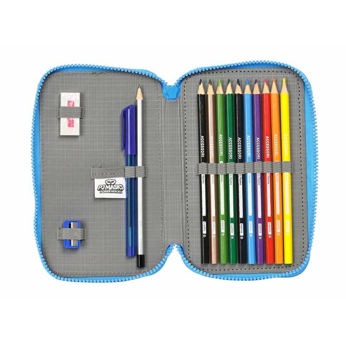 Dubbele etui PJ Masks Blauw 12,5 x 19,5 x 4 cm-Topper Trend
