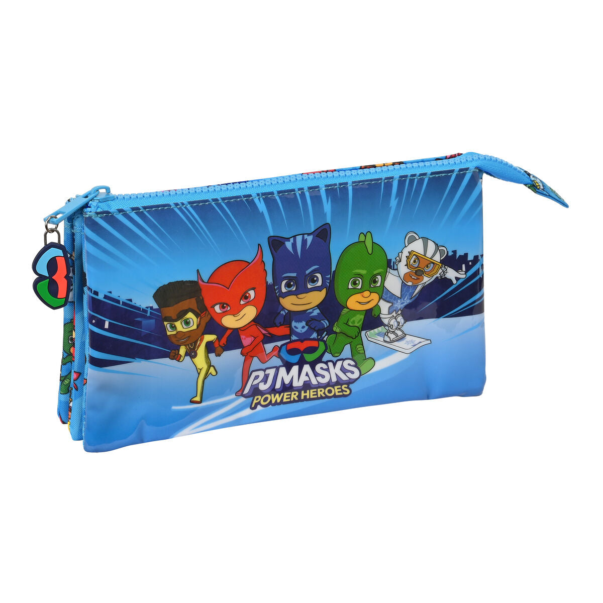 Pennenetui met 3 vakken PJ Masks Blauw 22 x 12 x 3 cm-Topper Trend