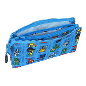 Pennenetui met 3 vakken PJ Masks Blauw 22 x 12 x 3 cm-Topper Trend