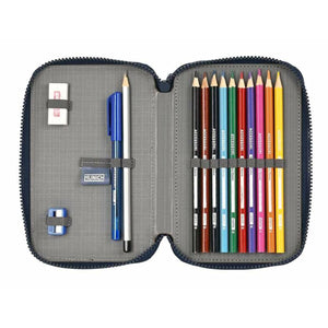 Dubbele etui Munich Flash Marineblauw 12,5 x 19,5 x 4 cm-Topper Trend