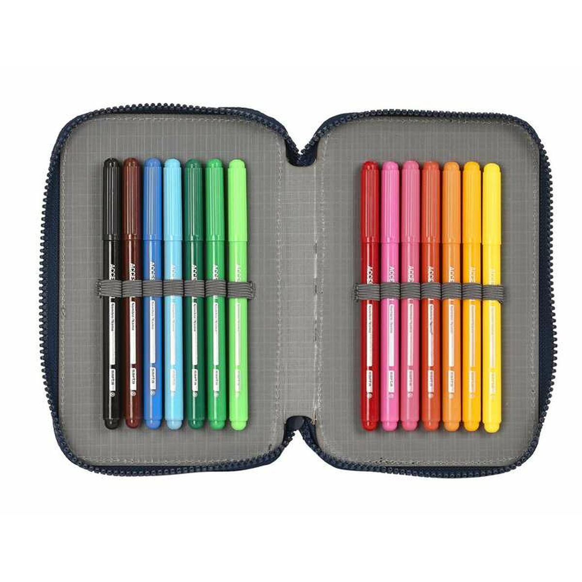 Dubbele etui Munich Flash Marineblauw 12,5 x 19,5 x 4 cm-Topper Trend