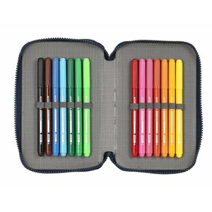 Dubbele etui Munich Flash Marineblauw 12,5 x 19,5 x 4 cm-Topper Trend