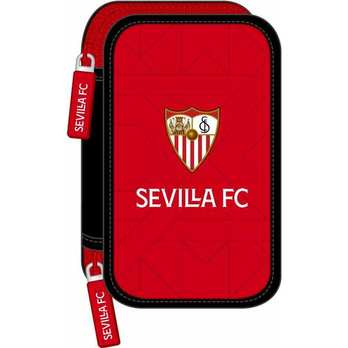 Dubbele etui Sevilla Fútbol Club Zwart Rood 12,5 x 19,5 x 4 cm-Topper Trend