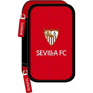 Dubbele etui Sevilla Fútbol Club Zwart Rood 12,5 x 19,5 x 4 cm-Topper Trend