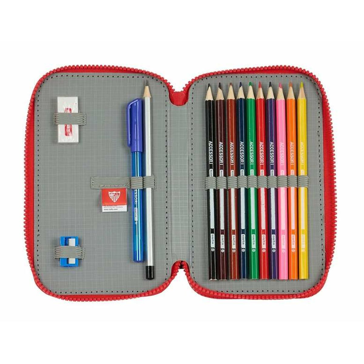 Dubbele etui Sevilla Fútbol Club Zwart Rood 12,5 x 19,5 x 4 cm-Topper Trend