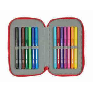 Dubbele etui Sevilla Fútbol Club Zwart Rood 12,5 x 19,5 x 4 cm-Topper Trend