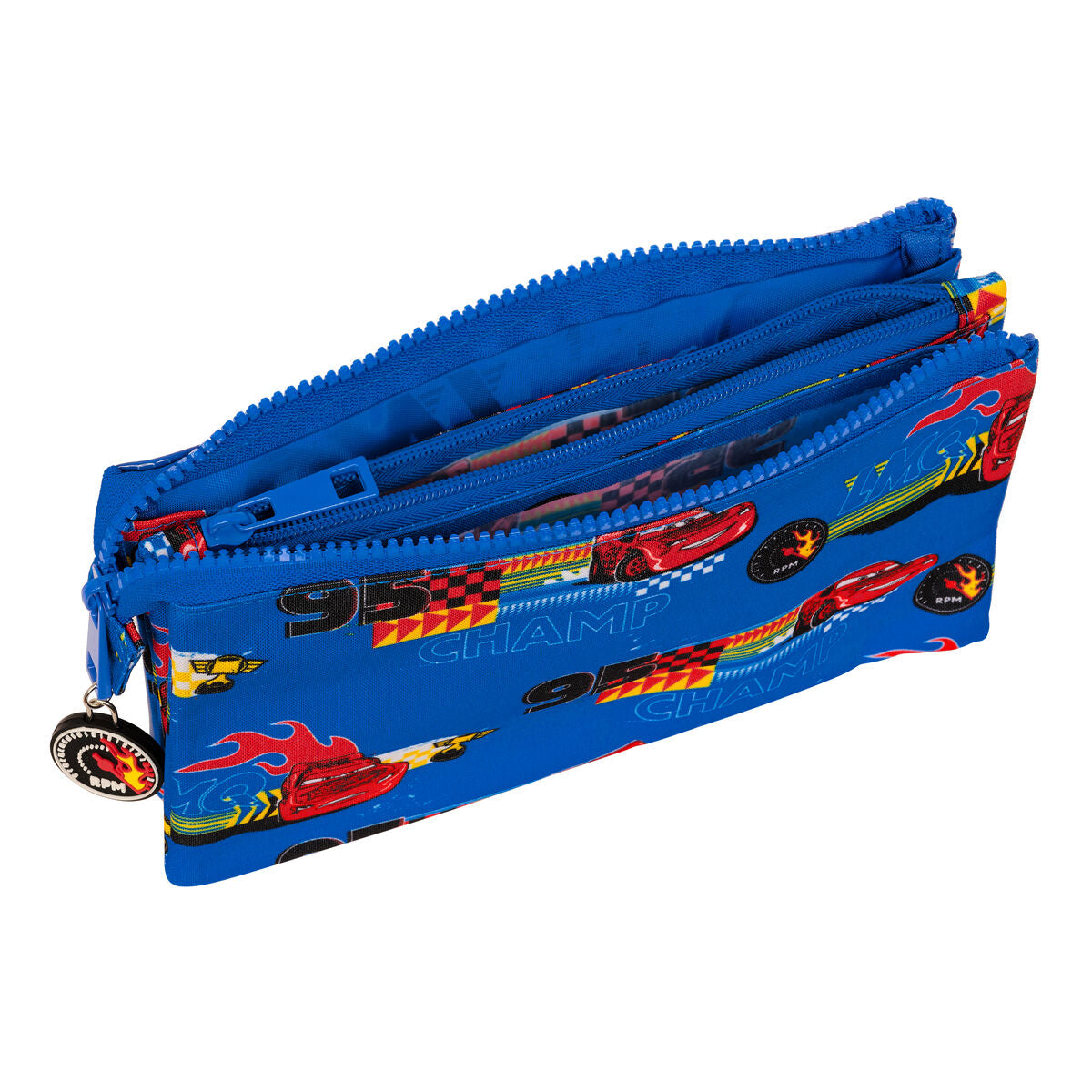 Pennenetui met 3 vakken Cars Race Ready Blauw 22 x 12 x 3 cm-Topper Trend