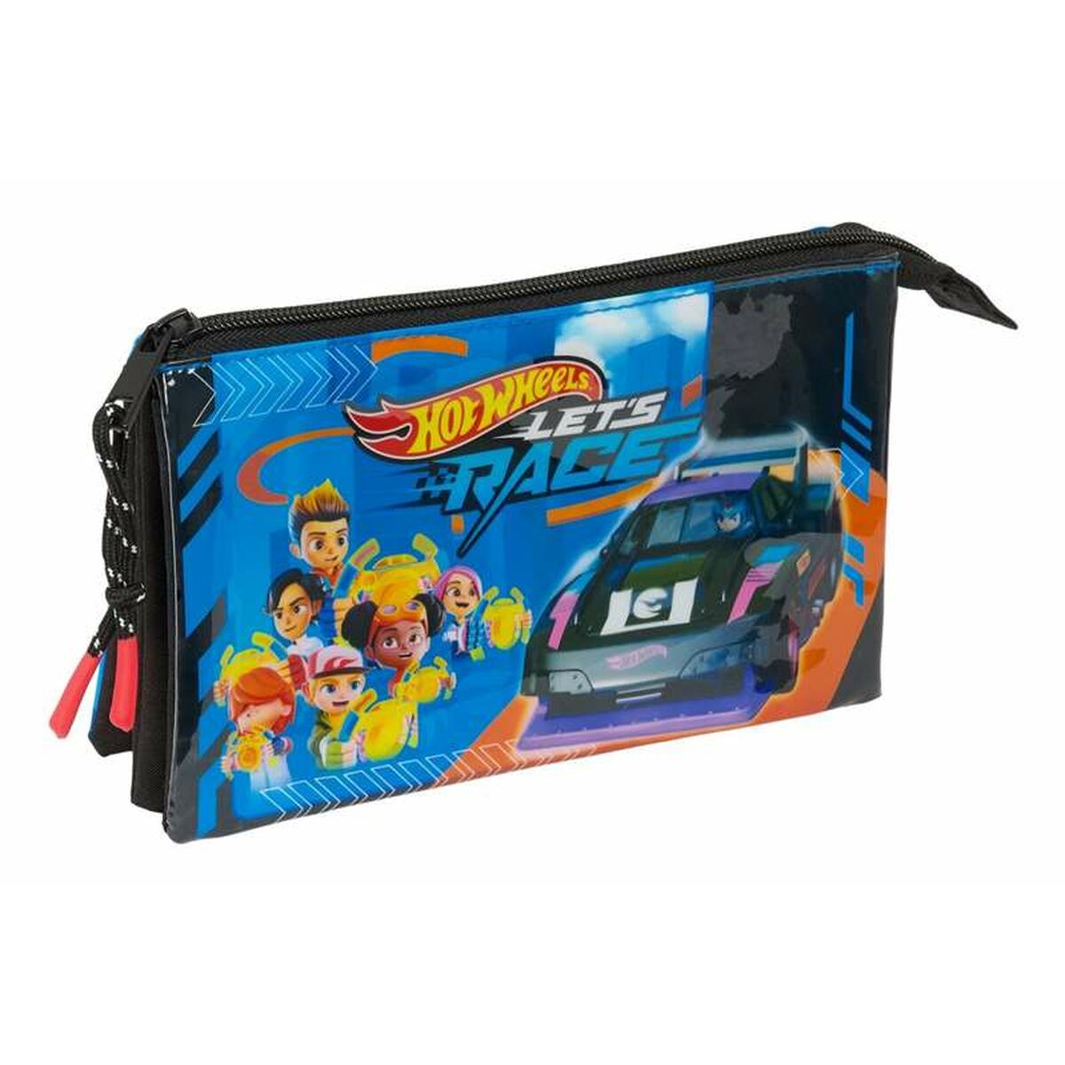 Pennenetui met 3 vakken Hot Wheels Let'S Race 22 x 12 x 3 cm-Topper Trend