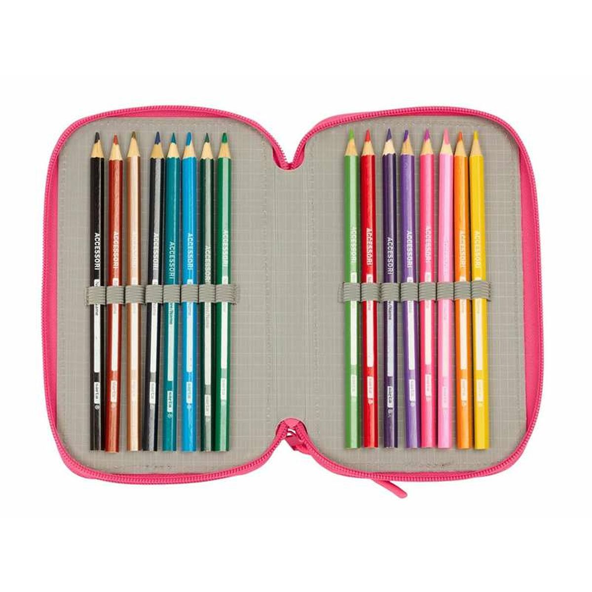 Driedubbele Pennenzak Safta 12,5 x 19,5 x 5,5 cm 37 Onderdelen-Topper Trend