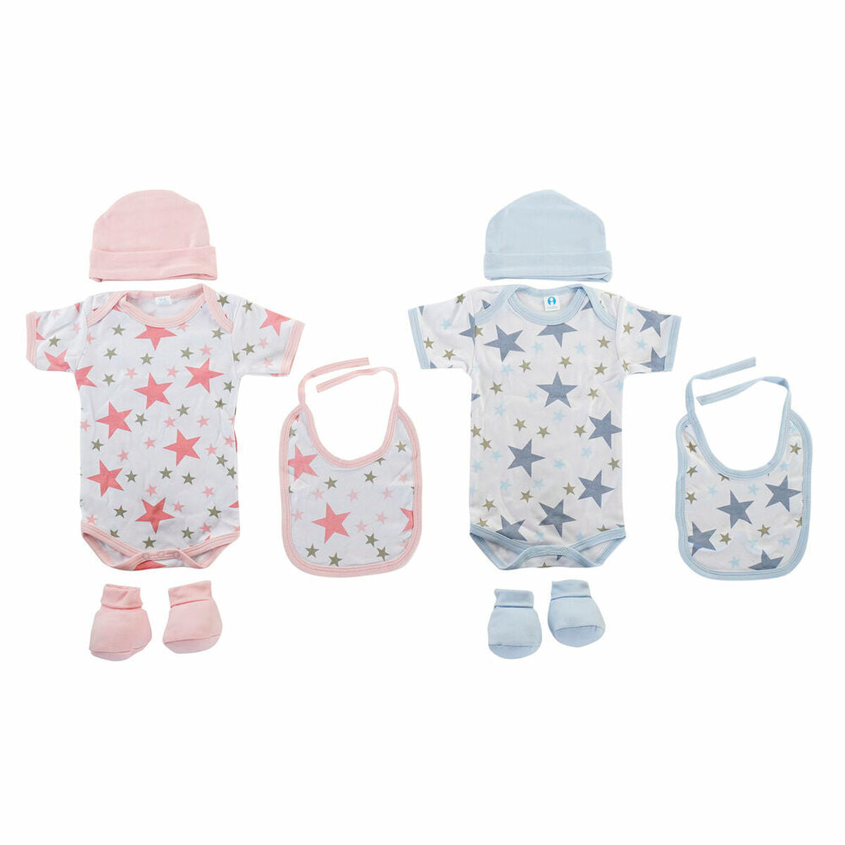 Kledingset DKD Home Decor Blauw Roze 0-6 Maanden Katoen Sterren (2 Stuks)-Topper Trend