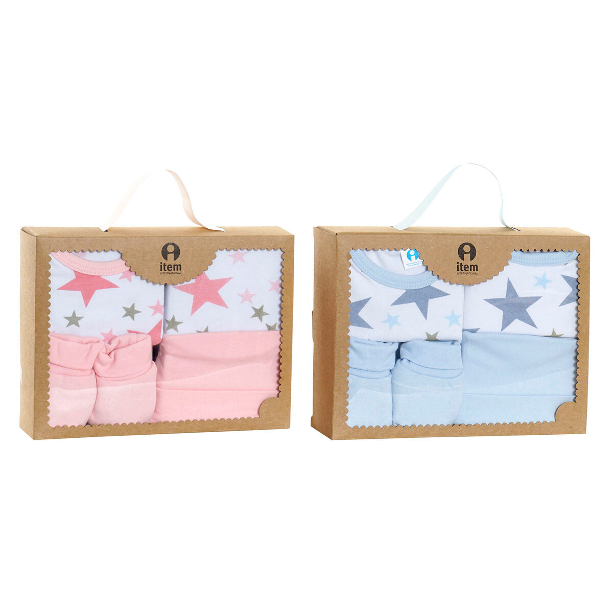 Kledingset DKD Home Decor Blauw Roze 0-6 Maanden Katoen Sterren (2 Stuks)-Topper Trend