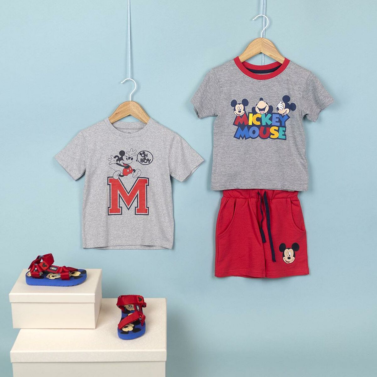 T-Shirt met Korte Mouwen voor kinderen Mickey Mouse Grijs 4 Jaar-Topper Trend