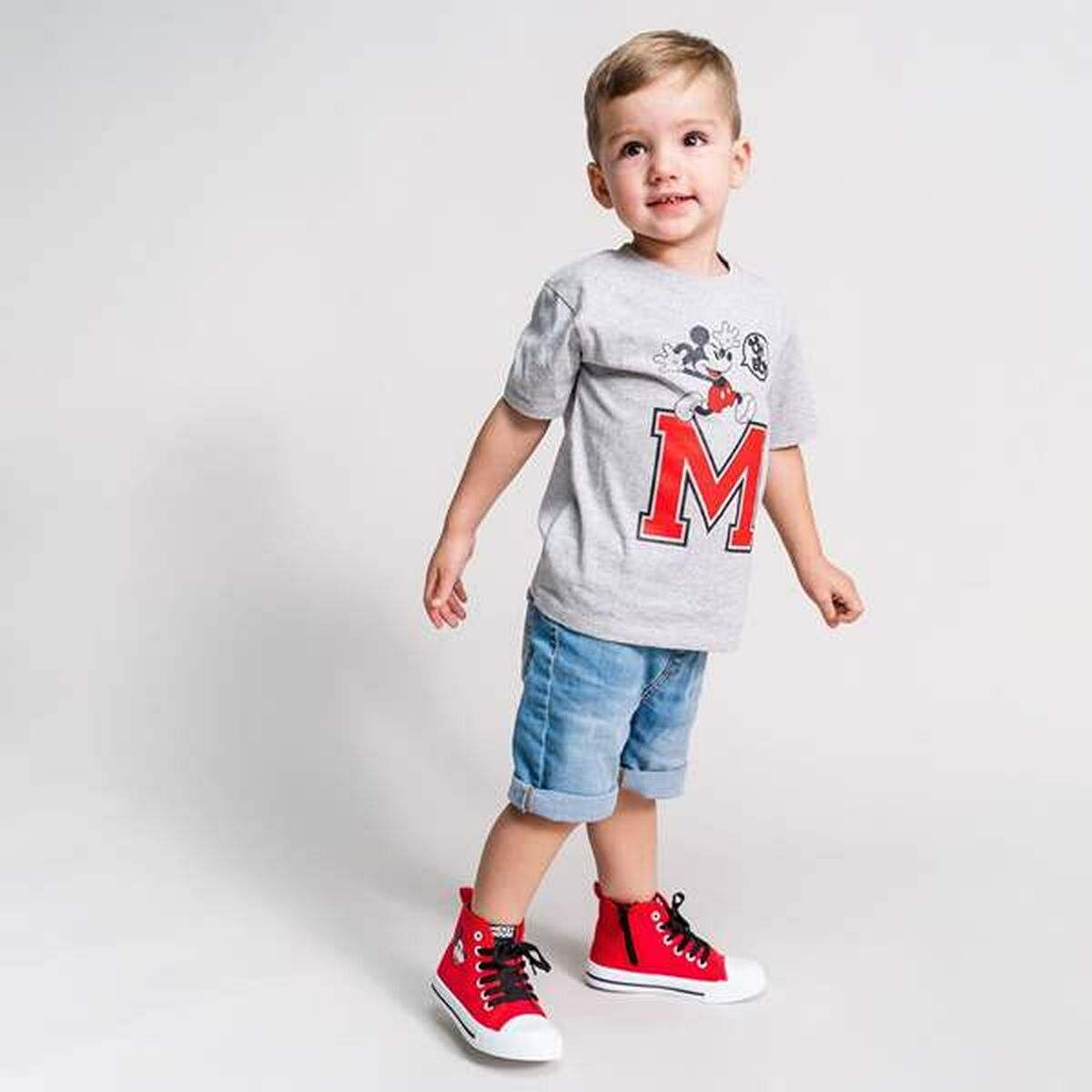 T-Shirt met Korte Mouwen voor kinderen Mickey Mouse Grijs 4 Jaar-Topper Trend
