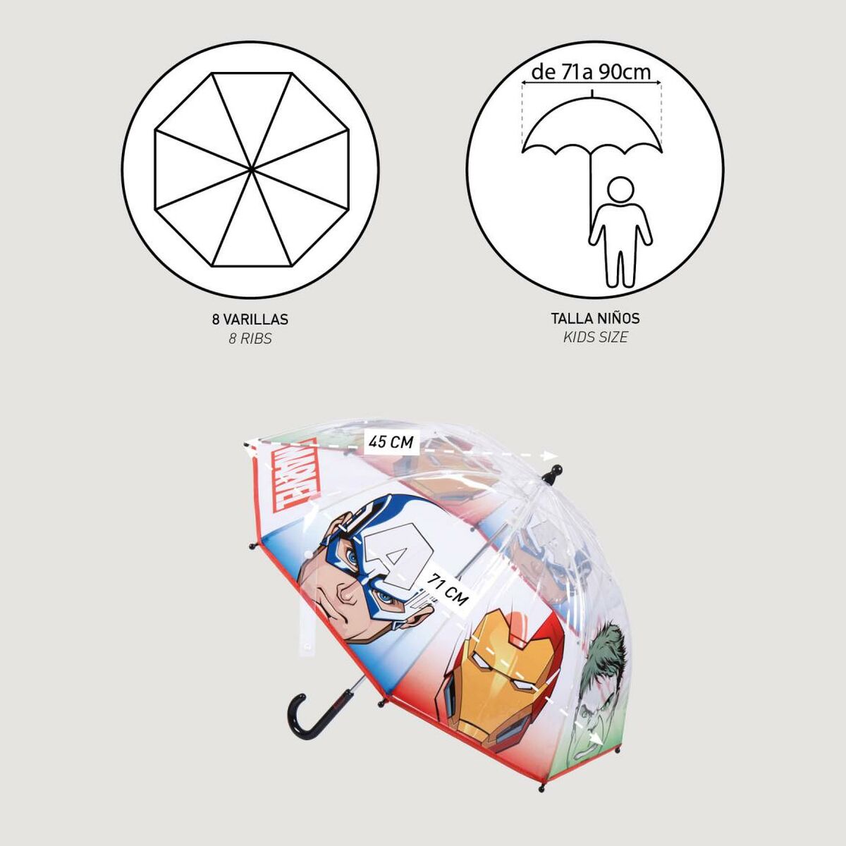 Paraplu The Avengers 100 % POE (Ø 71 cm)-Topper Trend