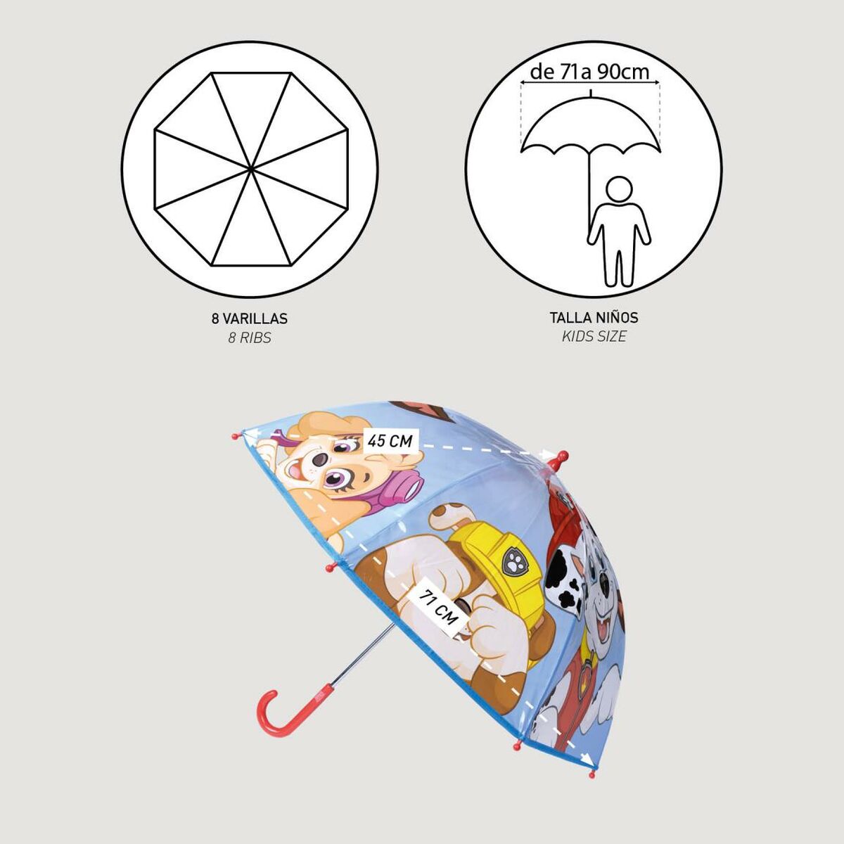 Paraplu The Paw Patrol Ø 71 cm 45 cm-Topper Trend