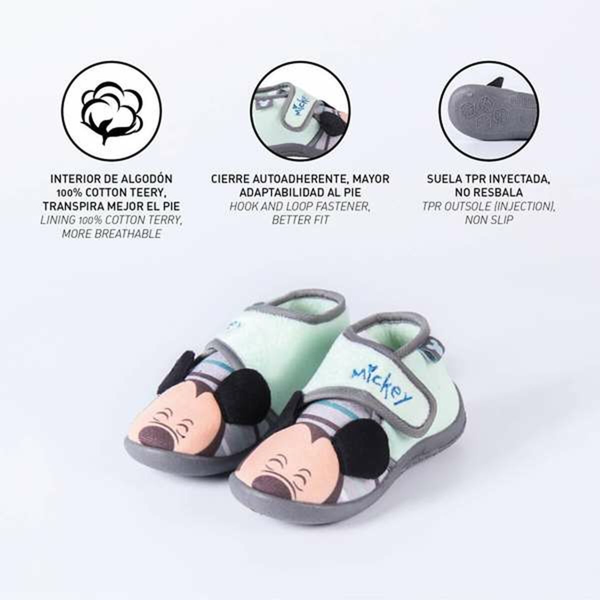Slippers Voor in Huis Mickey Mouse Lichtgroen 21-Topper Trend