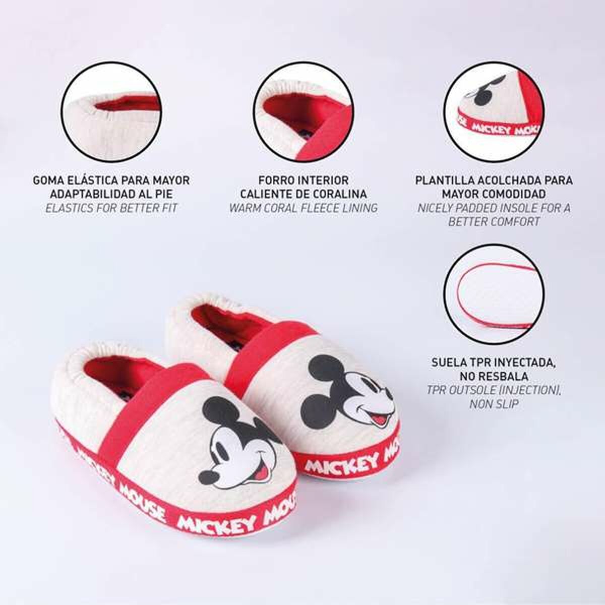 Slippers Voor in Huis Mickey Mouse Lichtgrijs 30-31-Topper Trend