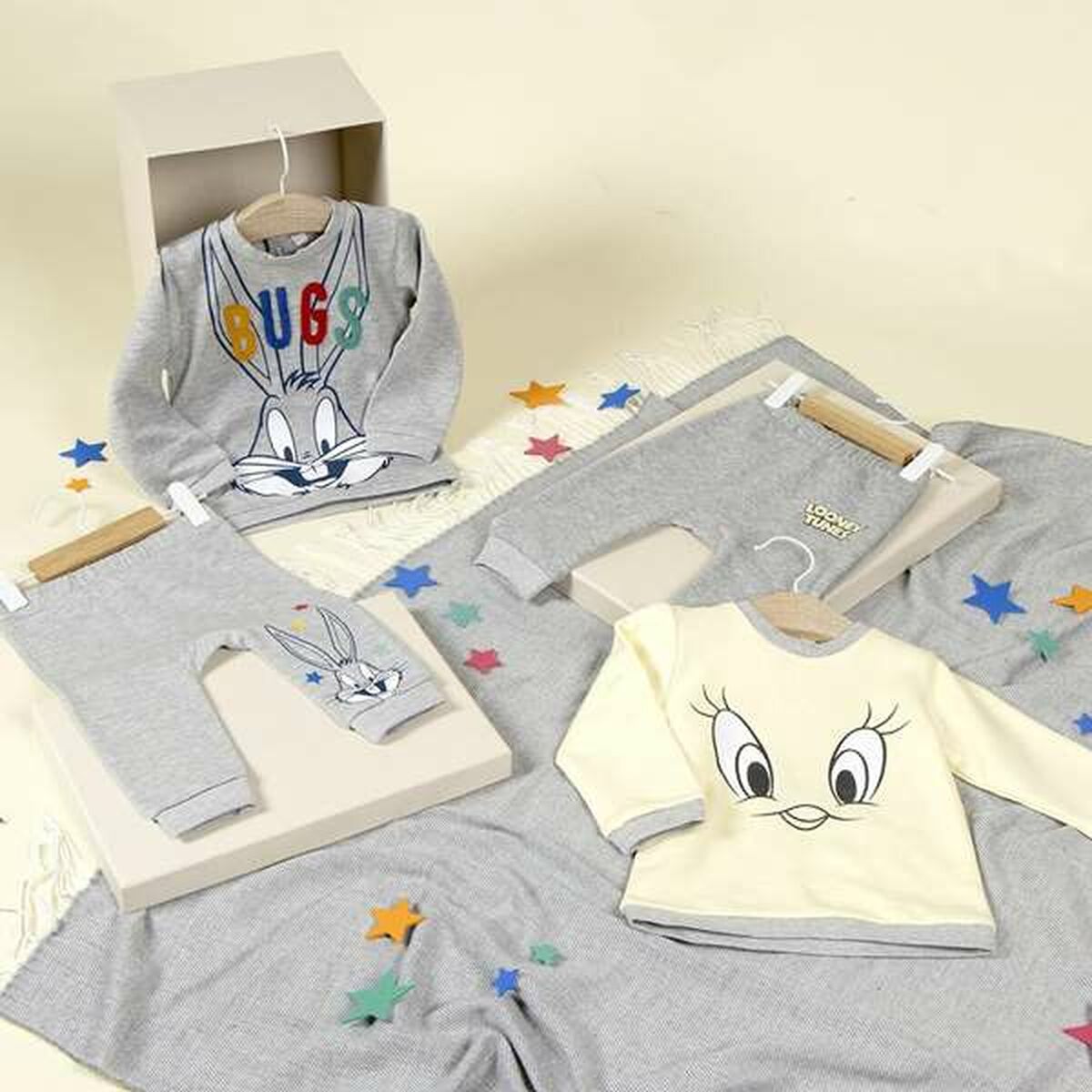 Sportsoutfit voor baby Looney Tunes Grijs 3 Maanden-Topper Trend