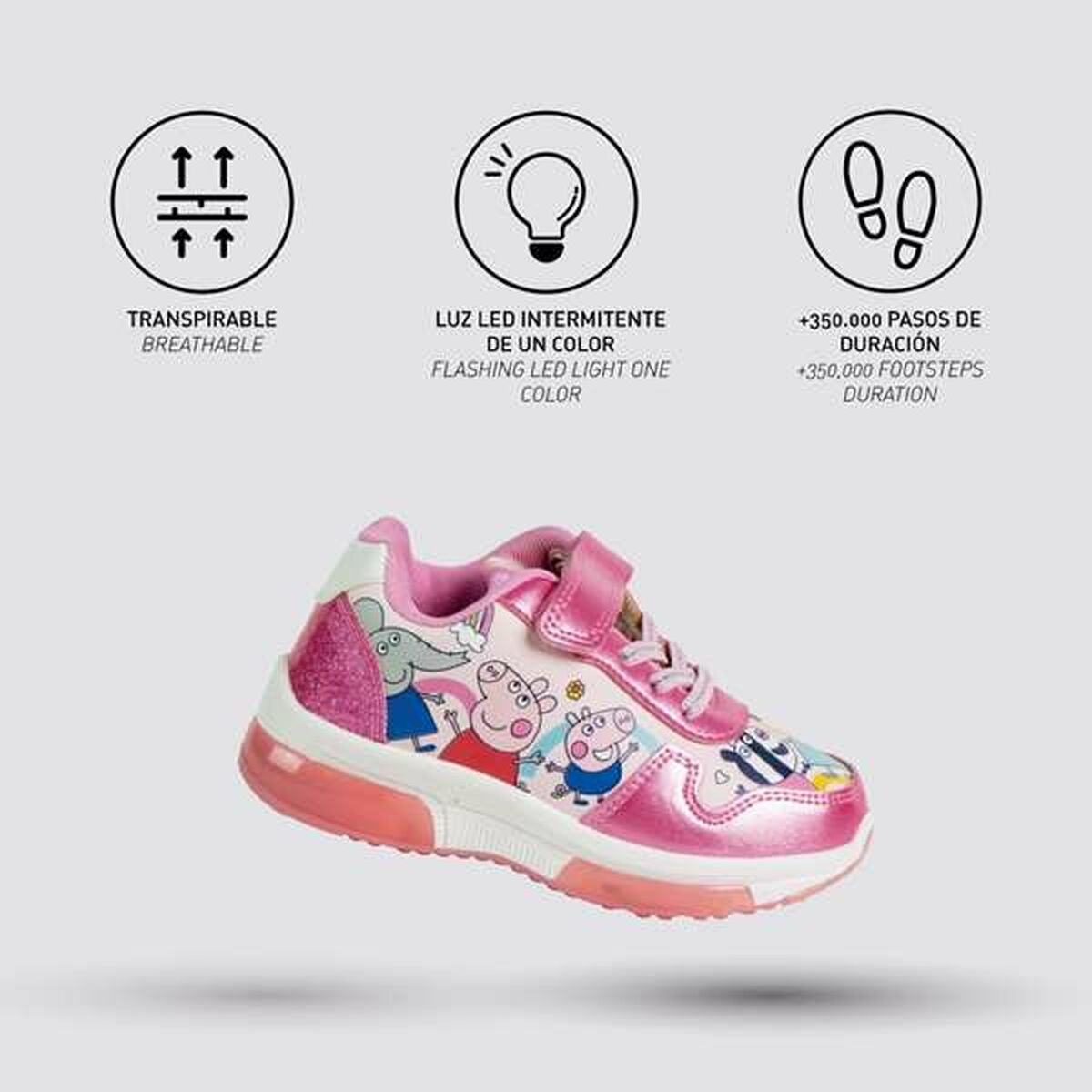 Casual sportschoenen met LED Peppa Pig Roze 30-Topper Trend